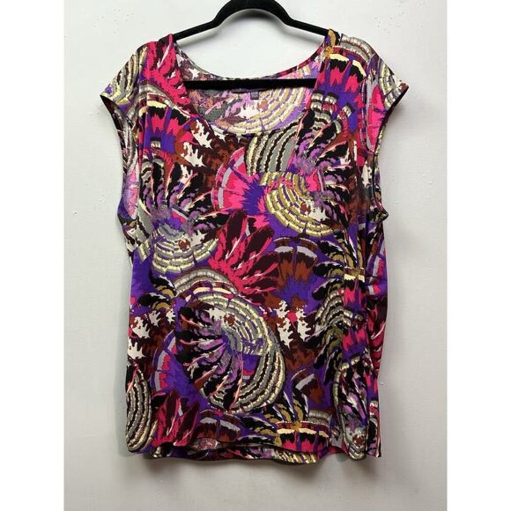Gloria Vanderbilt Top Womens Plus Size 22/24 Purple Business Casual Abstract Art